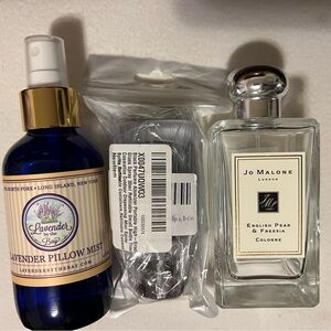 Jo Malone Cologne English pear freesia, lavender pillow mist, perfume bottle